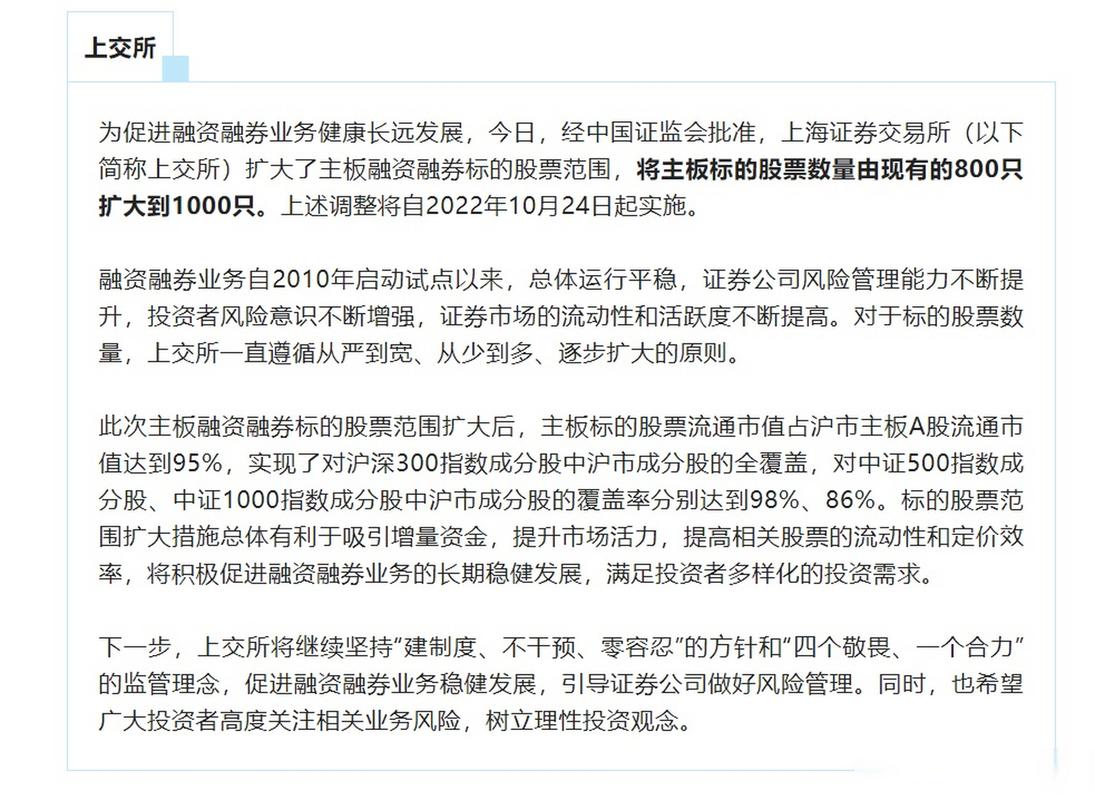 深交所 10 月 21 日发布扩大融资融券标的股票范围通知