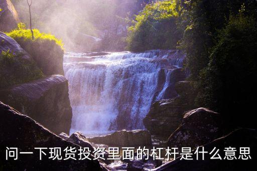 问一下现货投资里面的杠杆是什么意思
