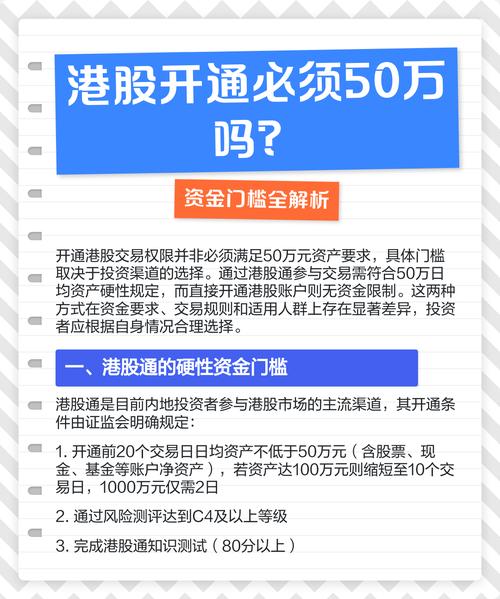 港股通开户条件详解：50万资产门槛如何达标？开户年龄与费用全解析